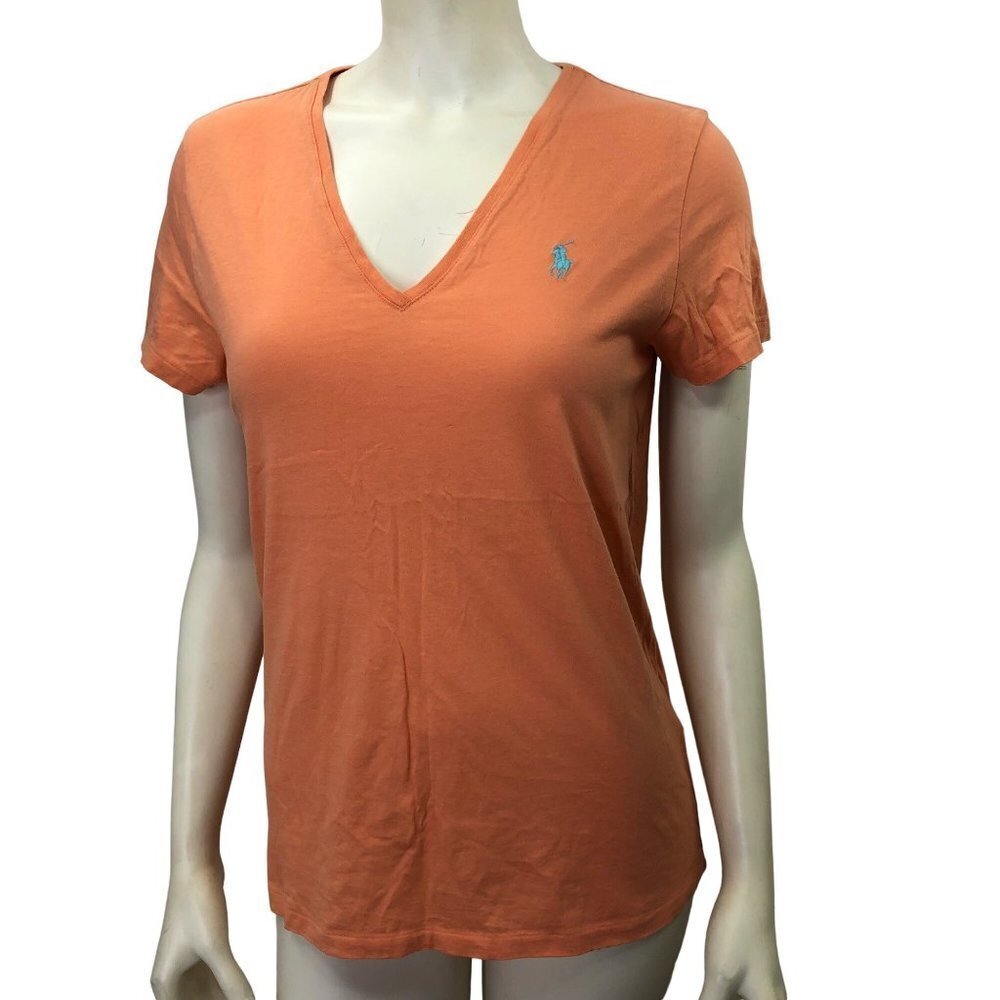 RALPH LAUREN SPORTS V NECK PIMA COTTON TEE LG